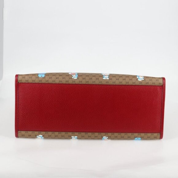 GUCCI Micro GG Supreme Doraemon Hand Bag PVC 2way Brown Gold 653952 Auth 131782A - Picture 6 of 16